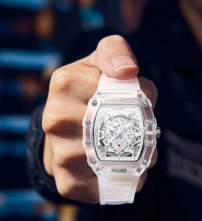 Luxury transparent waterproof quartz watch for man with Box